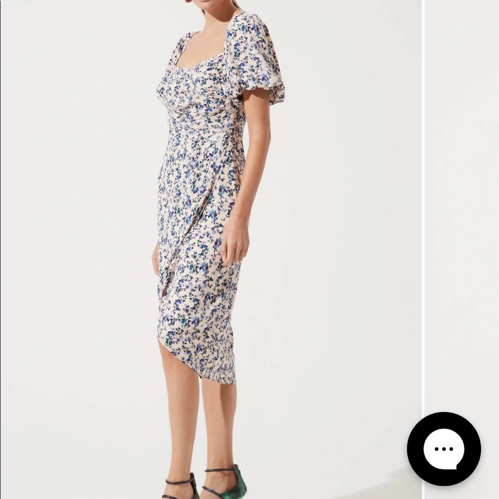 Astr bubble sleeve midi dress floral revolve